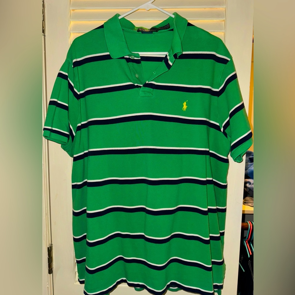 Ralph Lauren Green Polo with Stripes 2X